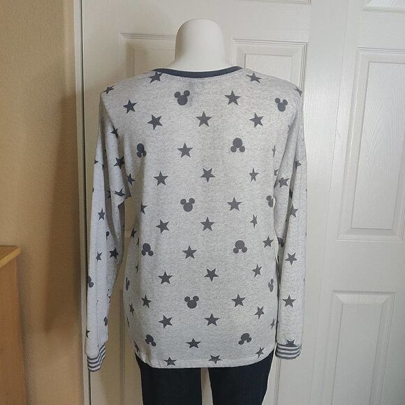 Disney Stars & Mickey cozy grey round neck pajama top sz L - Picture 5 of 9